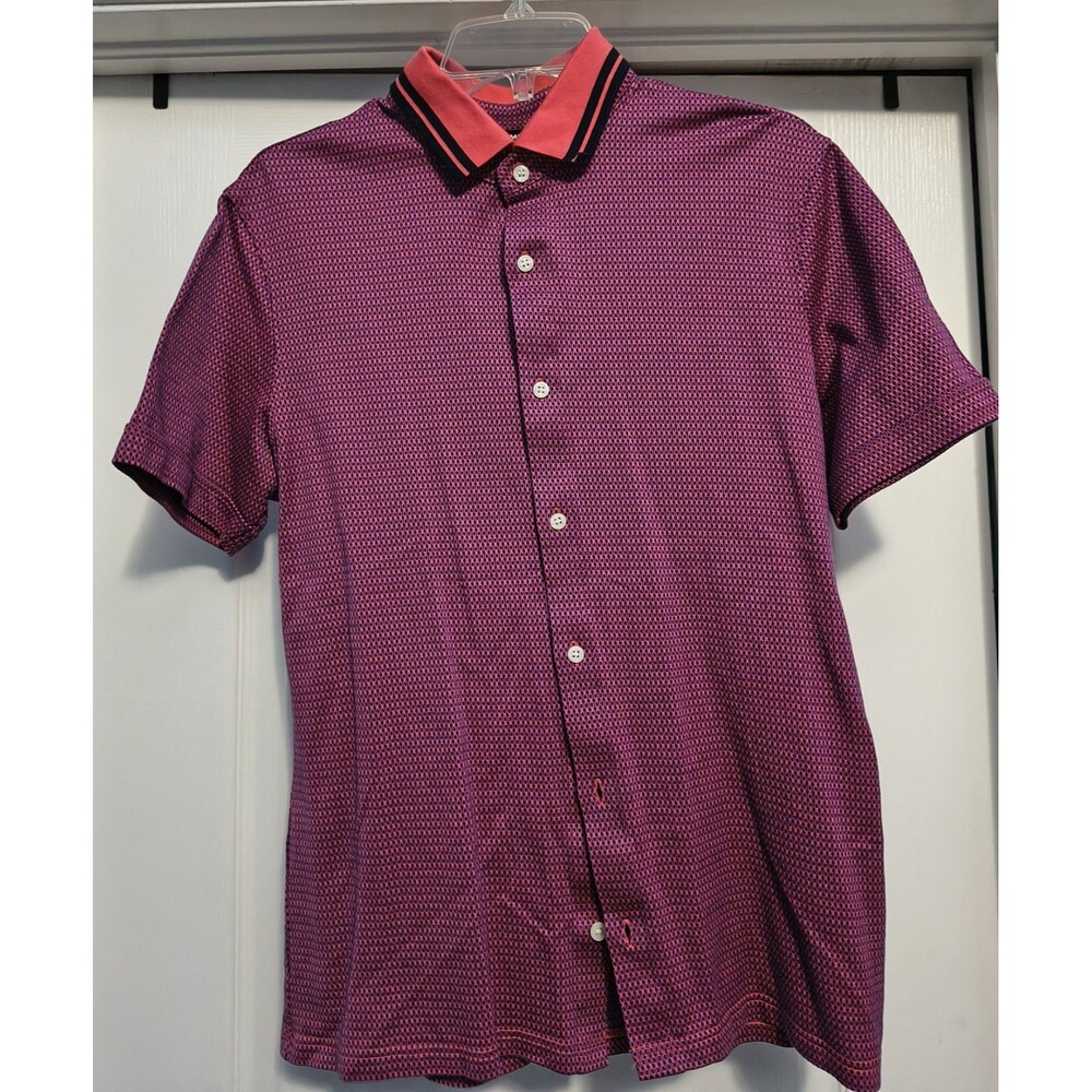 Murano Slim Fit Mens Shirt Orange &Blue Size Large....Fits Like Small